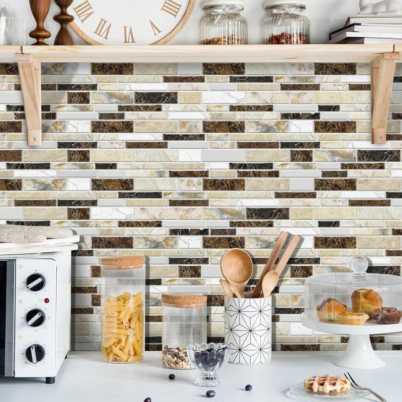 Marble Pattern Wall Sticker, 12/24/48pcs Self Adhesive Peel & Stick