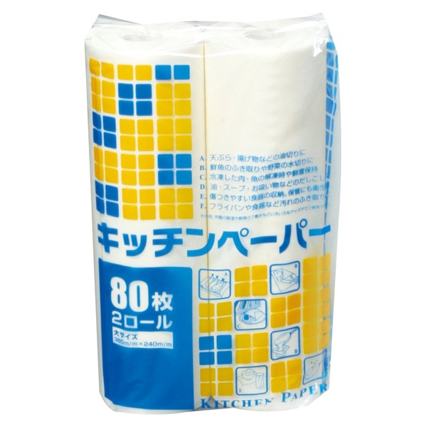 Daikoku Kogyo "Commercial Use" Kitchen Paper, Large, 80 Sheets, 2 Rolls