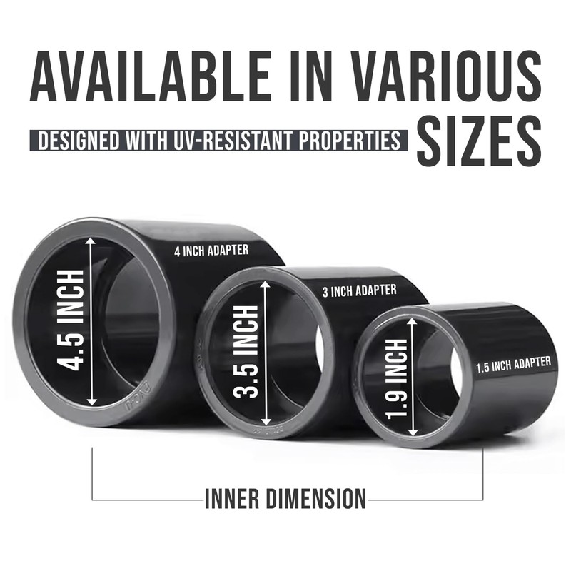 Ozmosis 4" PVC Pipe Fitting Coupling Connector, Schedule 80, Gray