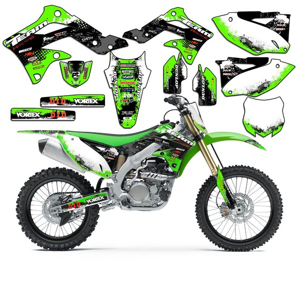 Team Racing Graphics kit Compatible with Kawasaki 2002-2009 KLX 110,