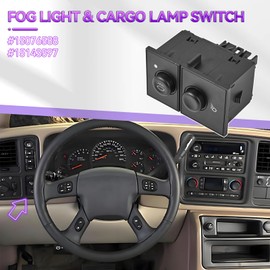 Fog Light Switch Cargo Lamp Switch | for 03-07 Chevy Silverado 1500 2500 3500, Suburban 1500 2500, Tahoe, GMC Sierra 1500 2500, Yukon XL 1500 & More | Replaces 15143597, 15076588, D7096C