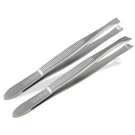 Profi Solingen tweezers set, hair plucking tweezers, 2 pieces, straight, slanted