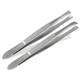 Profi Solingen tweezers set, hair plucking tweezers, 2 pieces, straight, slanted