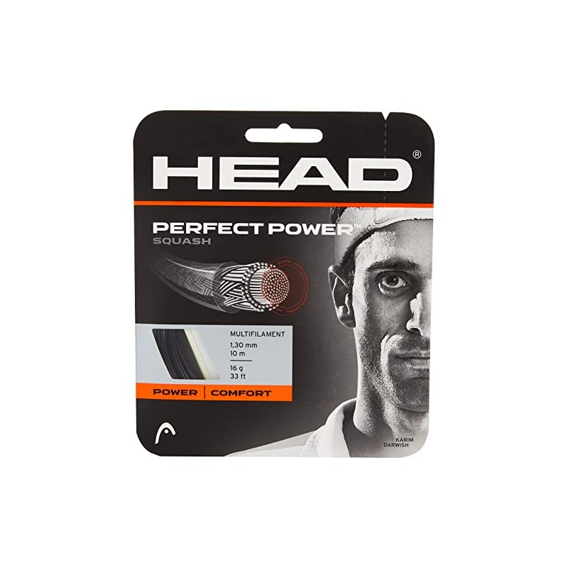 Head Perfect Power Squash Racquet String - Multi-Colour/Black, Size 16