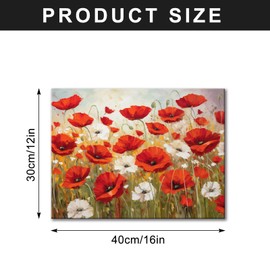 Flower Wall Art Red Floral Canvas Wall Art Flower Pictures Wall Decor Colorful Flower Canvas Painting Modern Artwork for Living room Bedroom Bathroom 12"x16" Framed