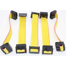 Connectors Pro 5-Pack IDC 2x5 10P 2.54mm Female Connector 12cm 4 Inches Yellow Flat Ribbon Cable, Double Rows 10 Pins 0.1” Pitch FC F/F (10P-12cm-5PK)