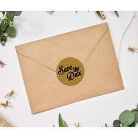 Darling Souvenir Round Glitter Background Save The Date Stickers 1.6 Inches Envelope Seals-45 Pcs