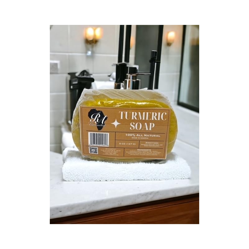 RA COSMETICS 100% Natural Turmeric Soap Bar for Face &