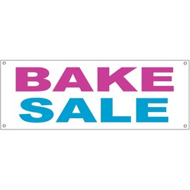 4LessCo 18x48 Inch BAKE SALE Vinyl Banner Sign With Grommet, wb