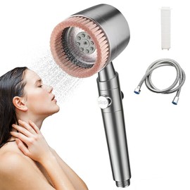 Cabezal de Ducha de Mano con Filtrado & Interruptor Pausa, 5 Modos Regadera de Telefono para Baño, Cabezal de Ducha de LLuvia Alta Presión con Cepillo