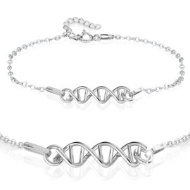 PANDA LUXURY JEWELLERY Women's Bracelet 925 Silver DNA Shiny Bracelets Sterling Silver Jewellery for Her Girls Adjustable Length Women's Molecular Jewellery Chemical Formula Gift Valentine's Day,