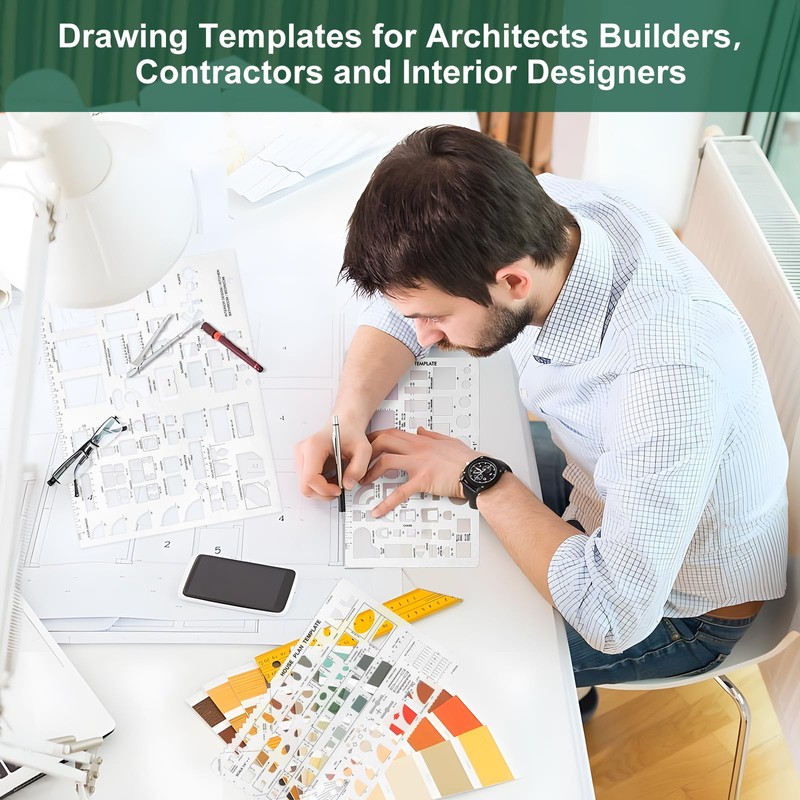 ENJOYLink 3 Pcs Interior Design Drawing Templates Including a House