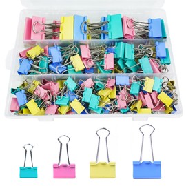 170 Pcs Binder Clips Assorted Sizes, Colored Large, Medium, Small Binder Paper Clips for Office Supplies, Home, School Document Organizing (Blue, Pink, Yellow, Green)