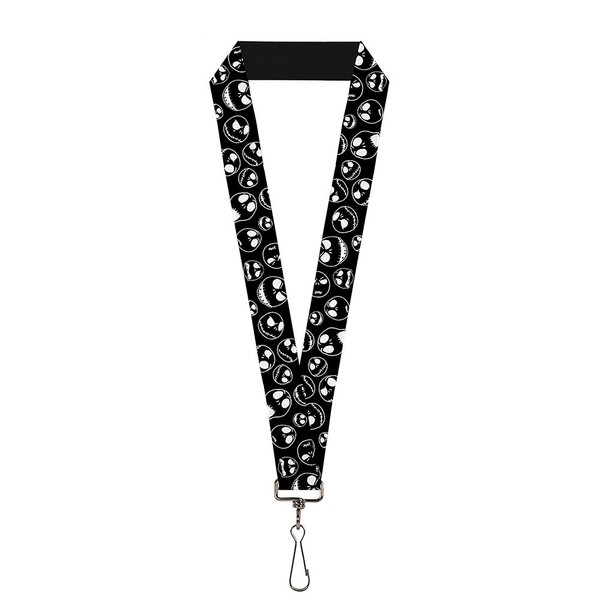 Buckle Down Unisex-Adults Lanyard-1.0-Jack Outline Expressions Scattered Black/Whi, Multi, One-Size