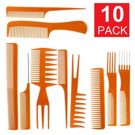 10 Pcs/Set Complete Stella Collection Premium Professional Salon Hairdressing Styling Tool Multifunction Barbers Beautition Brush Combs Hair Cutting Comb Kit Hair Massage for All Hair Types (Bone)