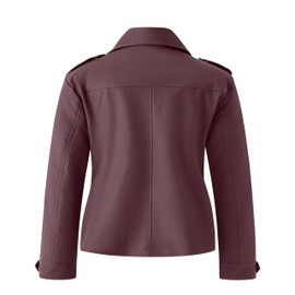 wantdo Women's Plus Size Classic Leather Jacket Short Moto Biker Coat Wine Red 3X