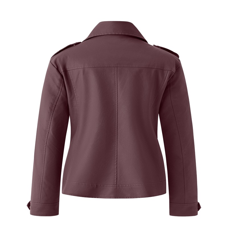 wantdo Women's Plus Size Classic Leather Jacket Short Moto Biker