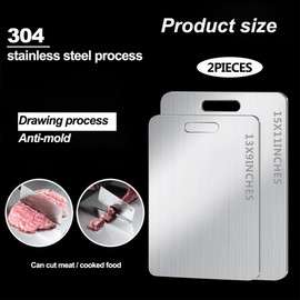 BLOCE Titanium Cutting Board for Kitchen, Stainless Non Stick Chopping Board, Upgrade Double Sided Food-Grade Titanium Board for Kitchen for Meat Cheese Vegetable (2, 11.5 * 8 Inch)