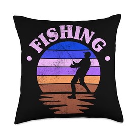 Angler, Fischer, Angel Fish Fish Outifts And Gifts Angel, Angler Fisherman Outfit Bass Fishing Throw Pillow, 18x18, Multicolor