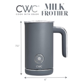 COOK WITH COLOR 4-in-1 Electric Milk Steamer and Frother - 2-Minute Heating and Frothing, Hot and Cold Foam Maker for Coffee, Latte, Cappuccino, Macchiato, Milk Warmer, Auto Shut Off, Grey