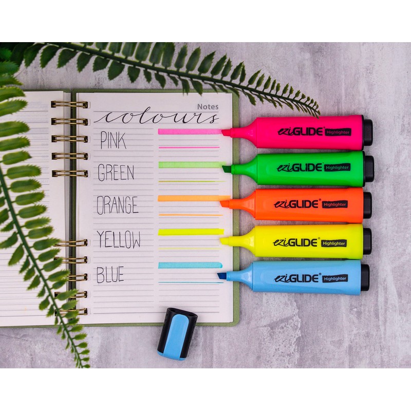 Eziglide Vibrant Blue Highlighter, Pack of 10, Bold Blue Highlighters,