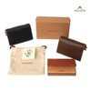 MASSENI Luxury Italian Leather Business Card Holder, Tan Genuine Leather,