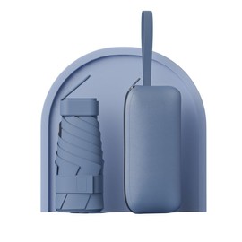 PreQuoro Ultra Lightweight & Compact Folding Umbrella with Leather Pouch, For Rain or Shine, Mini Umbrella, Portable, Stylish, For Students and Adults, blue