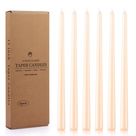 BEARAE Taper Candles, 12 Inch 6 Pack Candle Sticks Smokeless Dripless Unscented Candlesticks, Long Tapered Candles for Wedding Dinner Birthday Ritual Prayer Meditation, 8 Hours Long Burning