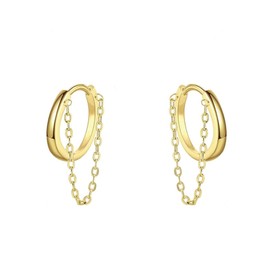 Tassel Chain Small Hoop Dangle Earring for Women Trendy Small Huggie Hoop Earrings Fashion Gold Silver Statement Jewelry (Gold)