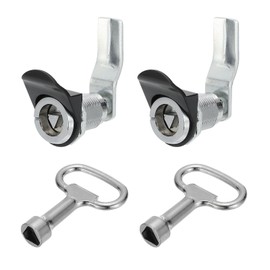 PATIKIL 三角形カムロック 2個入りクロムメッキされた管状キャビネット引き出しロック 1-1/4" シリンダー長さ 1-1/16" 厚パネルに適合 小さな鍵付き 電気キャビネット 水道メーター ガスメーター用