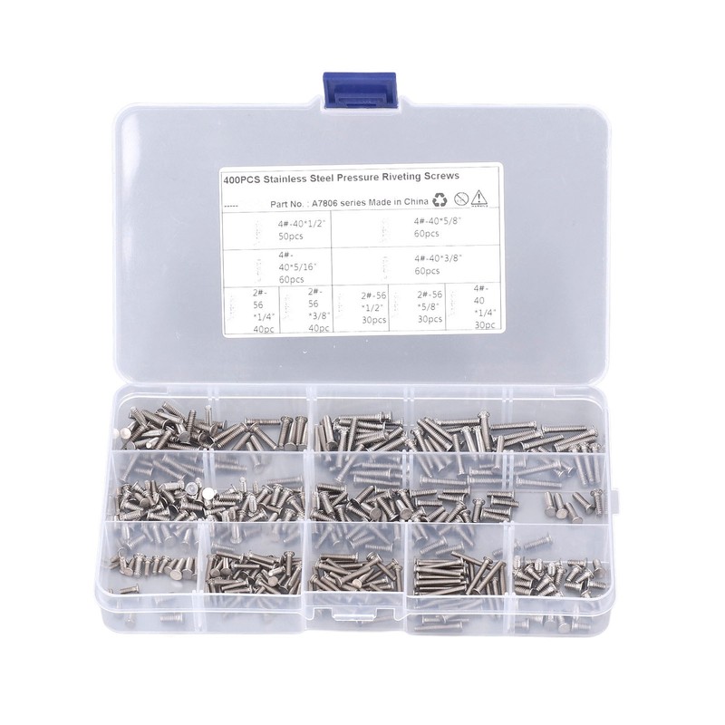 400Pcs Riveting Screw Kit Pull Electric Welding Stainless Steel Fastener