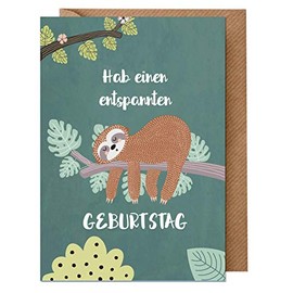 dabelino Sloth Birthday Card: Hab einen entspannten Geburtstag (Card with Envelope, Recycled Paper, Happy Birthday)