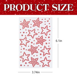 4 Sheets Star Face Gem Stickers Blue and Red 4th of July Rhinestone Jewels Stickers Self-Adhesive Sparkle Crystal Makeup Sticker for Eye Face Body