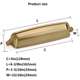 khtumeware 10 Pack 5 inch (128mm) Gold Cup Pulls Brushed Brass Cabinet Cup Pulls Cabinet Hardware Brushed Gold Cup Drawer Pulls Bin Cup Pulls for Kitchen Cabinets.