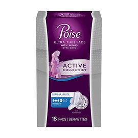 Poise Ultra Thin Pads with Wings Active Collection (Moderate - 18 Pads)