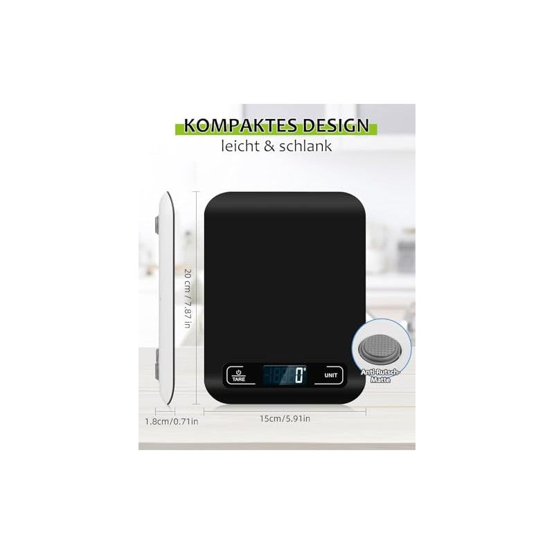 Digital Kitchen Scales with LCD Display and Tare Function, Precise