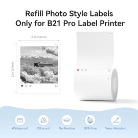 NIIMBOT Etiqueta fotográfica solo para impresora de etiquetas B21 Pro, papel fotográfico de 2.1 x 2.6 pulgadas (54x67mm), tarjeta adhesiva impermeable