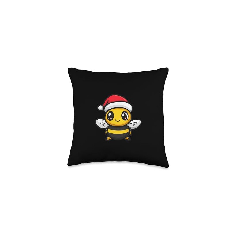 Cute Christmas Honey Bee Xmas Comic Throw Pillow