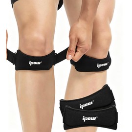 IPOW Paquete de 2 correas para aliviar el dolor de rodilla y estabilizar la rótula para senderismo, fútbol, baloncesto, correr, saltar de rodilla, ten