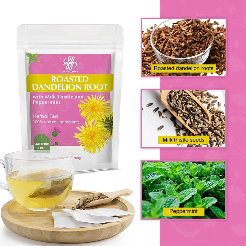 Premium Roasted Dandelion Root Tea with Milk Thistle and Peppermint