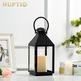 NUPTIO - Farol decorativo para velas de metal para centro de mesa, linternas colgantes de 10.2 pulgadas de alto, para bodas, fiestas, hogar, sala de estar, chimenea, decoración