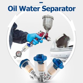 Bestgle Oil Water Separator Filter, Air Compressor Water Oil Separator Water Trap Tool Separator Water Catcher Filter 1/4 Inch NPT Air Pressure Regulator Pneumatic Gauge for Compressor Paint Gun Pack