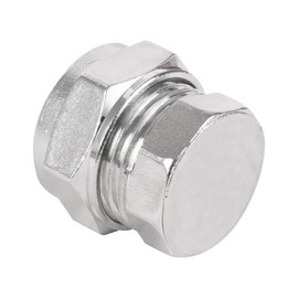 Bag of 5-15mm Chrome Stop End (Known as 15mm Stop end/Chrome Pipe Fittings / 15mm Compression Fitting / 15mm Compression Fittings Also Available in 15mm, 22mm, 28mm, 35mm and 42mm)