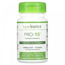 하이퍼바이오틱스 PRO-15, 더 퍼펙트 프로바이오틱, 50억 CFU, 마이크로펄 60정 Hyperbiotics PRO-15, The Perfect Probiotic, 50 Billion CFU, MicroPearl 60 Tablets
