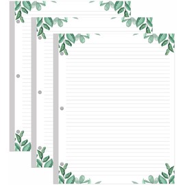 (3-Pack) Letter Size Lined Refill Paper, 3-Hole Punched Ruled Filler Paper, 300Sheets / 600Pages Loose-Leaf Line Paper, 100gsm White Paper, 8.5'' x 11'', Leaf