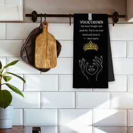 Xmsaitar Black Women Crown Kitchen Towels Gifts, African American Hand Towels for Bathroom, Inspirational Abstract Decorative Dish Towels Decor for Home Bathroom 16x24in with A Towel Clip