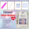TUZANDW Short Square Blue Ripple Design Acrylic False Nails, 24