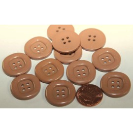 Unbranded 12 Shiny Light Brown Plastic Buttons 7/8" 22mm # 5245
