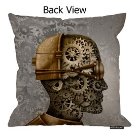 HGOD DESIGNS Steampunk Pillow Cover,Abstract Steam Punk Antique Machine Technology Intelligence Design Cotton Linen Cushion Covers Home Decorative Throw Pillowcases 18x18inch