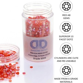 Diamond Dotz 2.8MM 12G Cylinder Red AB - Freestyle Diamond Painting Beads, Diamond Art Beads, Replacement Drills, Loose Gems for DIY Crafts and Art Projects
